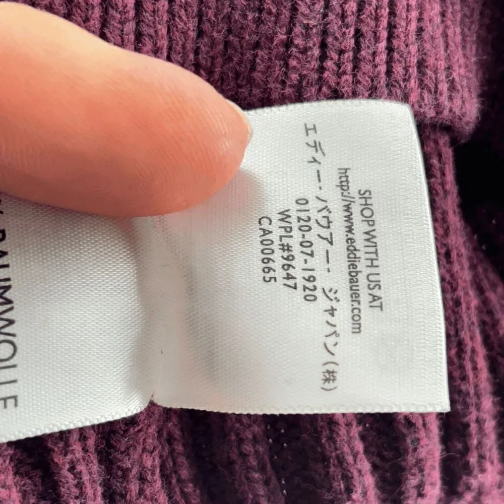 Vintage Eddie Bauer Sweater Mens XL Maroon/Red Cotton Fisherman Cable Knit EUC - Picture 5 of 5